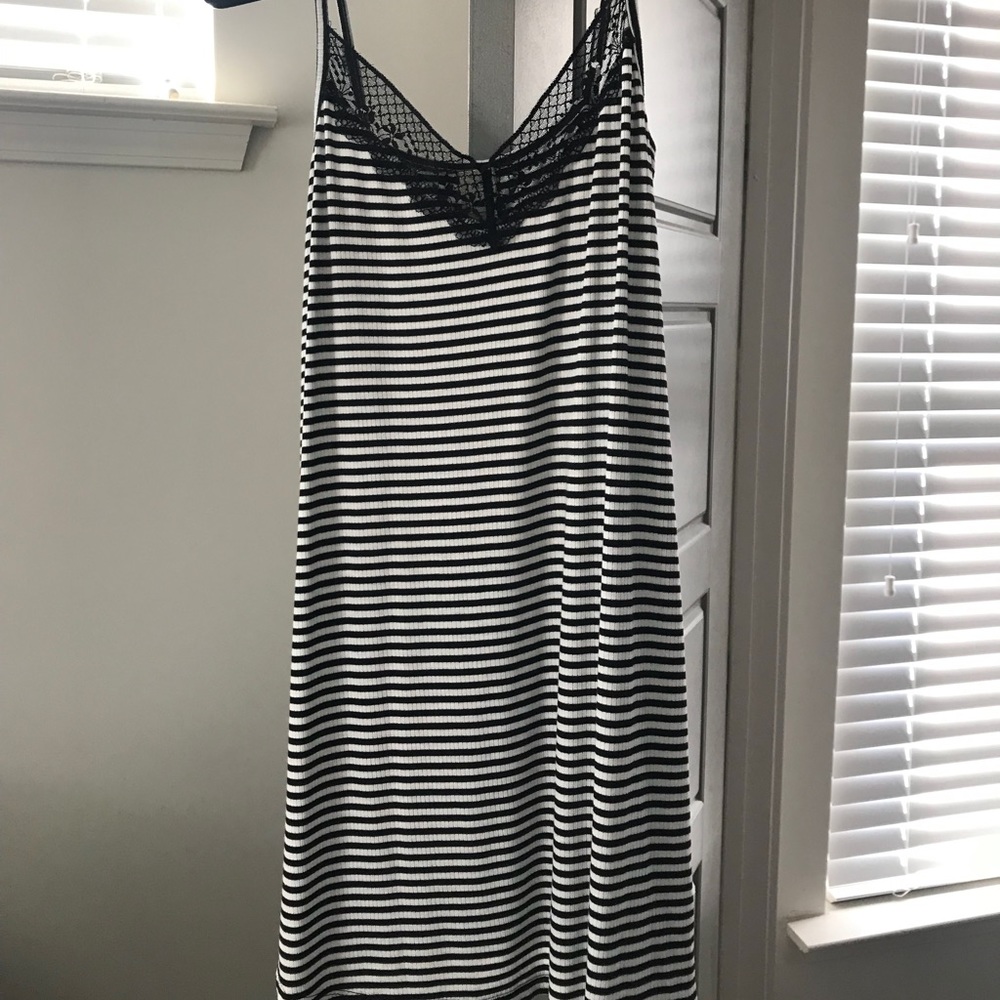 Black & white striped dress with lace
